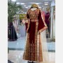 فستان مخملي عنابي مطرز